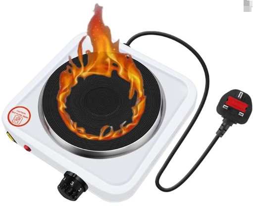 Jupitor 电热炉烹饪单加热板5可调恒温器便携式电加热板适用于家庭野营和房车烹饪铸铁加热板便携式电炉适用于家庭