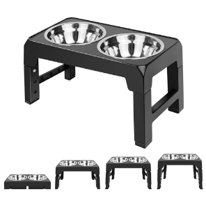 BRIEFNESS 高脚狗碗高度可调带两个1200毫升不锈钢碗防滑防溢设计适用于小型中型和大型犬